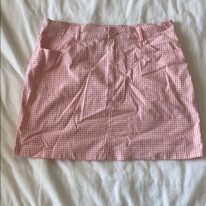 Pink and white checked mini skirt